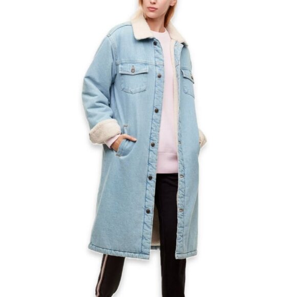 Aritzia TNA Murad Sherpa Lined Demin Coat Small - Picture 16 of 16